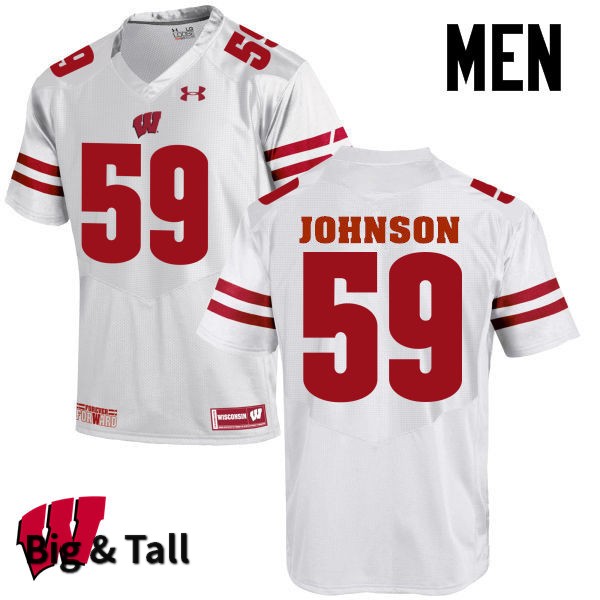 Wisconsin Badgers Men's #59 Tyler Johnson NCAA Under Armour Authentic White Big & Tall College Stitched Football Jersey SR40W36VZ